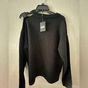 DKNY Black Sweater with Shoulder Cutout Size M BRAND NEW